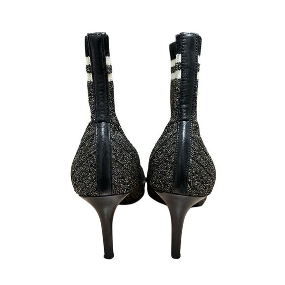 Stuart Weitzman Black and Gold Knit Sock Ankle Boots Size 8 M - Picture 3 of 14